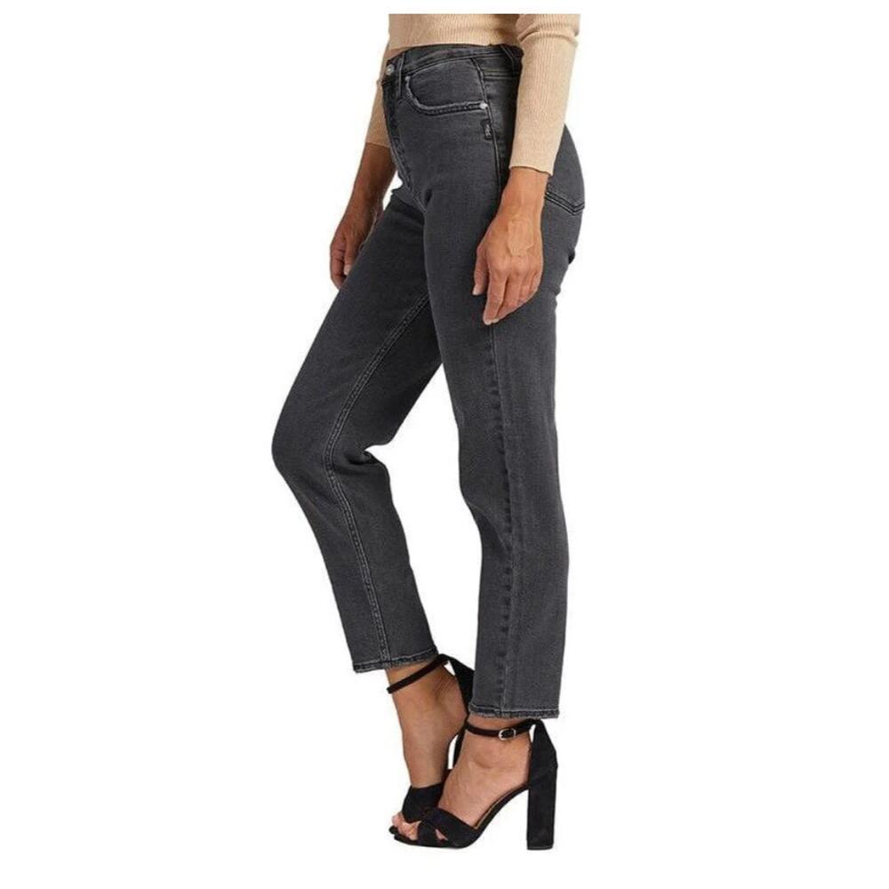 Silver Jeans Highly Desirable Slim Straight Black Denim Jeans NWT 26/28 - Picture 3 of 10